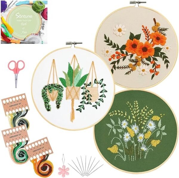 1 3 Sets Embroidery Kit for Beginners Needlepoint Cross Stitch Kits for Adults