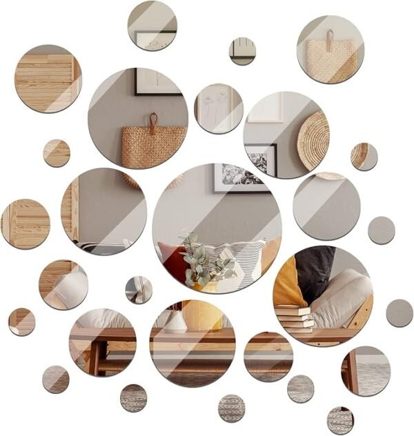 Real Glass Round Mirror Tiles Frameless Round Wall Mirrors