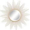 Round 23" Antique Gold Metal Starburst Hanging Wall Mirror