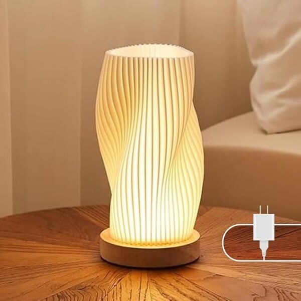 Bedside Lamp with Woodbase - Button Control Table Lamp