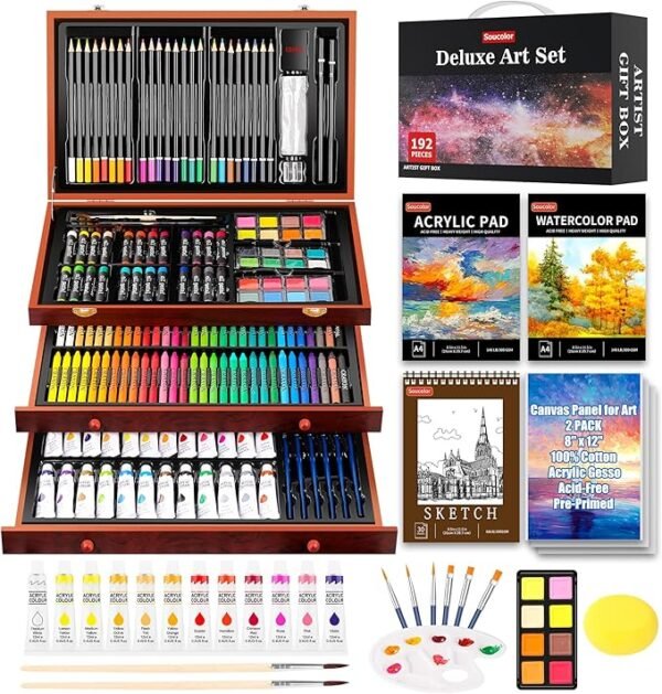 Art Supplies, 192-Pack Deluxe Art Set Drawing Painting Supplies