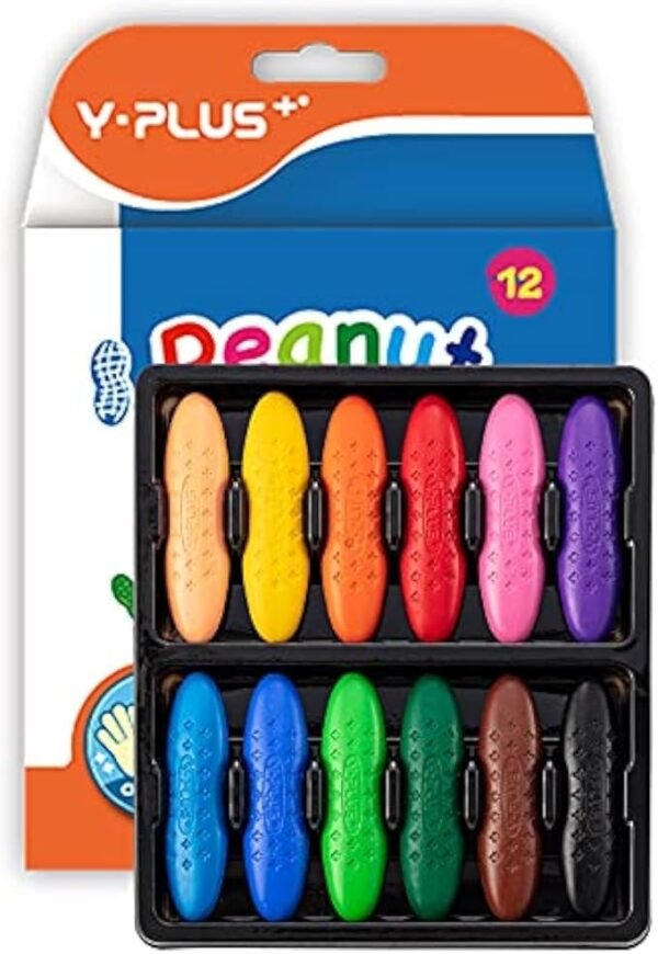 Peanut Crayons for Kids, 12 Colors Washable Toddler Crayons