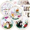 Embroidery Kit for Beginners, 4 Sets Embroidery Kit for Beginners Adults, Needle Point Kits