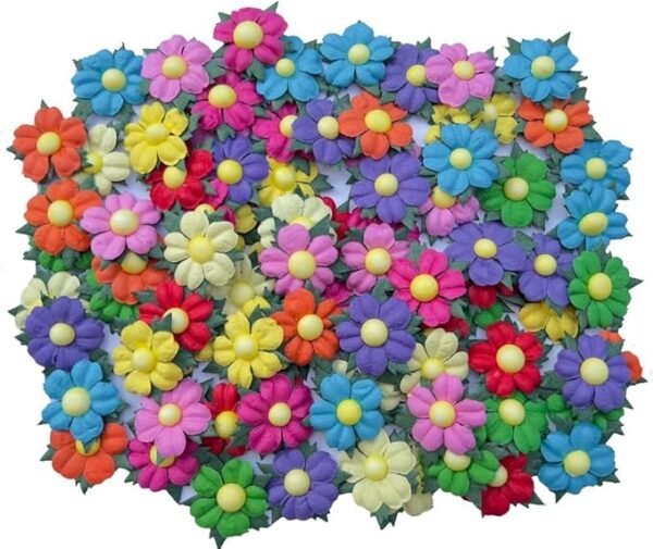 Handmade 100 Pcs Lovely Mulberry Paper Flowers 30x30mm