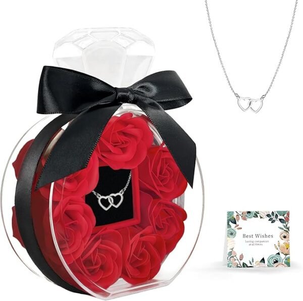 1 Rose Box with Necklace Artificial Preserved Flower Valentines
