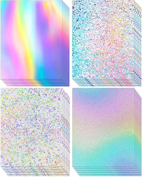 Prudiut 24 Sheets Holographic Cardstock 8.5 x 11, 250gsm/92lb