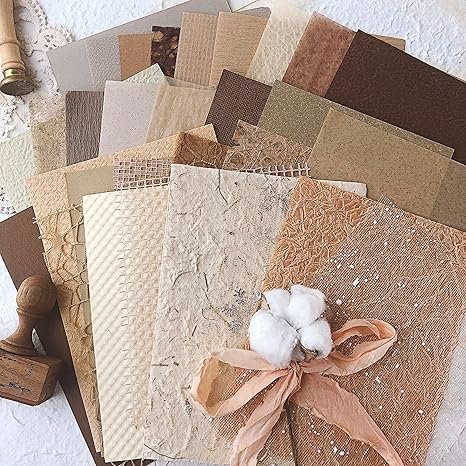 Aromoty 30 sheets Textured Scrapbook Paper&Mesh Fabric 5.8x8.2 Inches
