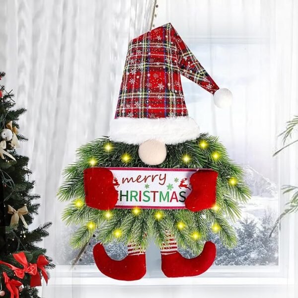 Sggvecsy Lights Santa Gnome Hanging Sign
