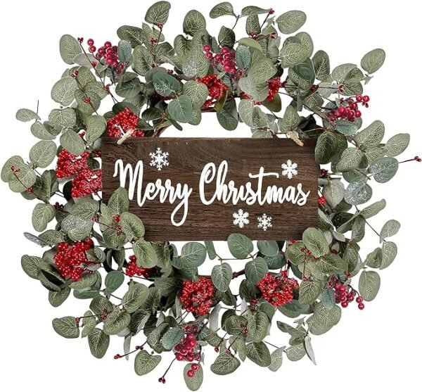Sggvecsy 18 Inch Artificial Christmas Wreathfor Front Door