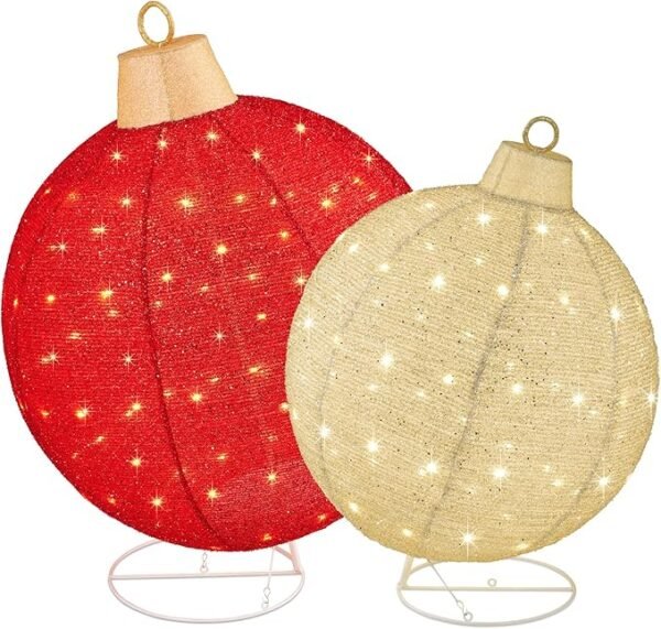 Best Choice Products 2pc Lighted Pop-Up Christmas Ornament Set 180 LED Lights