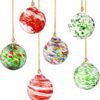 RGJ 6 PCS Hand Blown Glass Ornaments Balls