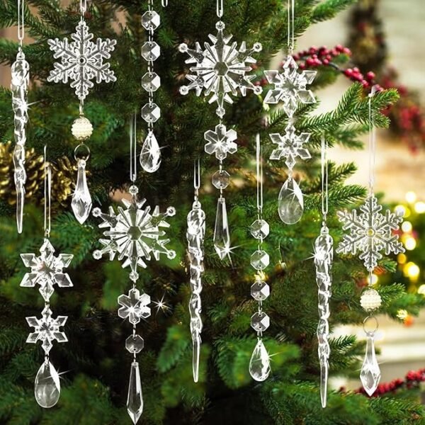 QuassLee Store 18pcs Crystal Christmas Ornaments