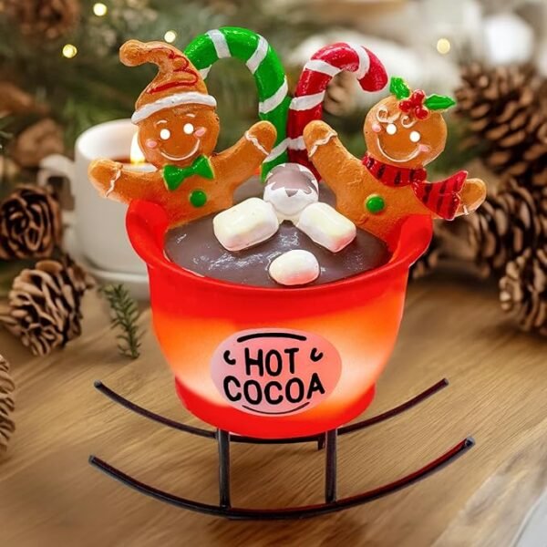 NEROSUN Christmas Gingerbread Man in Lighted Rocking Hot Cocoa Cup