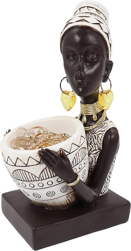 Lescafita African Statues for Home Decor, Sculptures Decorations for Living Room, 10.5