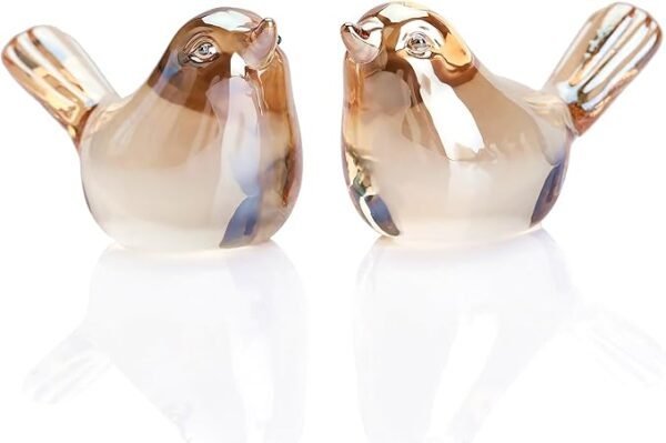 Reyife Small Bird Figurines Home Decor Glass Crystal Bird Statue