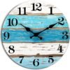 CHYLIN Beach Themed Blue Wall Clocks Battery Operated Silent Non-Ticking