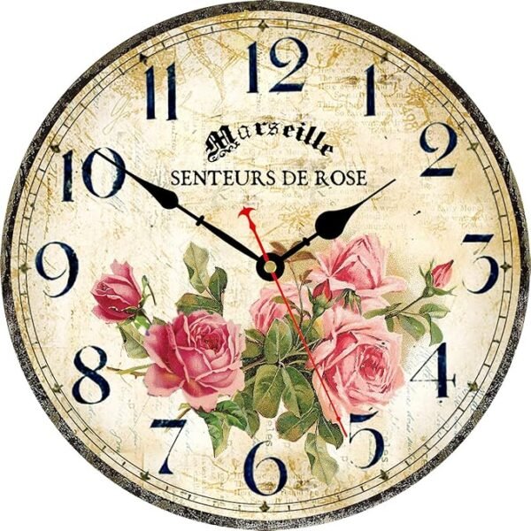 Toudorp Home Wall Clock 14 Inch Wooden Battery Operated Wall Clocks