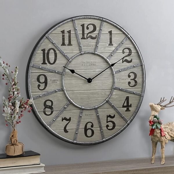 FirsTime & Co.  Cooper Wall Clock, Gray/Galvanized