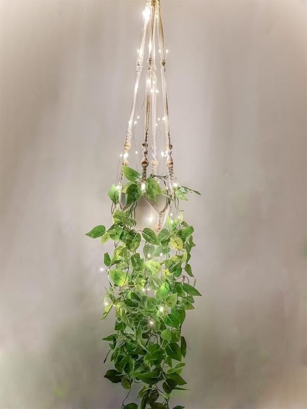 1 Hanging Planter with Lights Indoor Macrame Plant Hanger