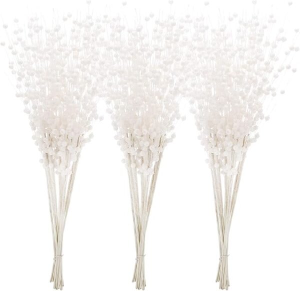 Sea Team 24-Pack Artificial Glitter Berry Stem 17 Inches