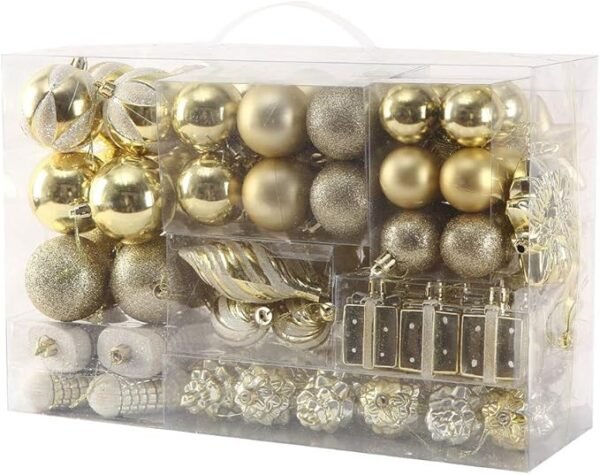1 Sattiyrch 76ct Christmas Tree Ornaments,Golden
