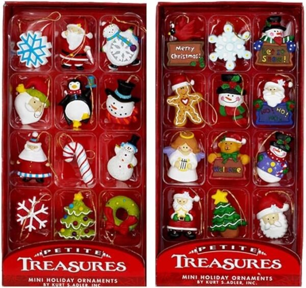Kurt Adler Petite Treasures 12-Piece Miniature Ornaments Set, 2 Pack