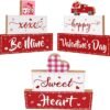 Lairyan 3 PCS Valentine's Day Wooden Sign Table