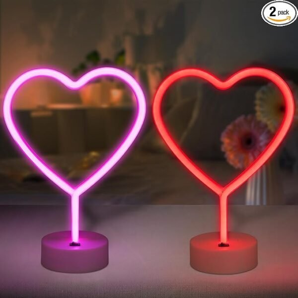 BRIGHTDECK 2 Pack Heart Neon Signs