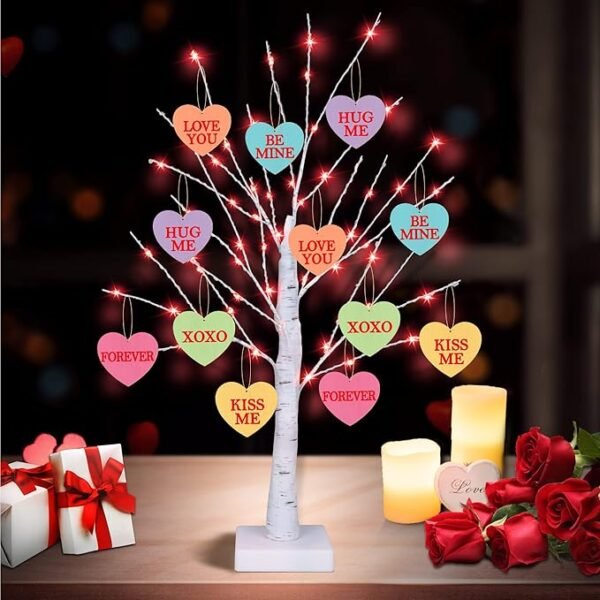 1 Mosoan, 24 Inch Tree Light with 12 Heart Ornaments
