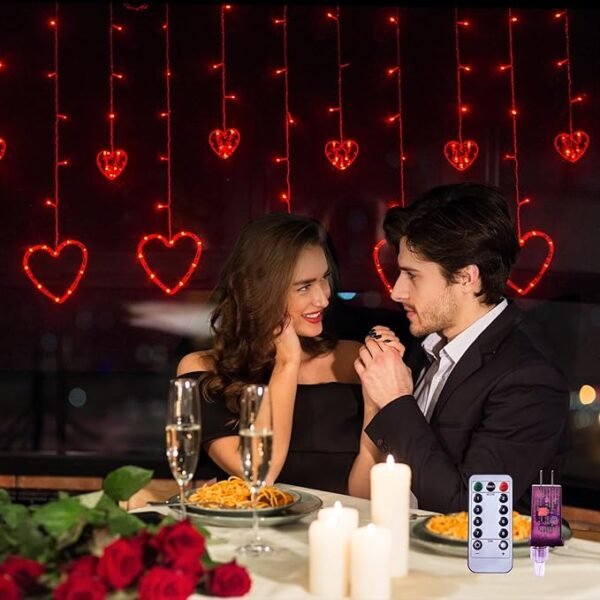 LOLStar, Connectable Red Heart-Shaped 138 LEDs 12 Hearts String Lights