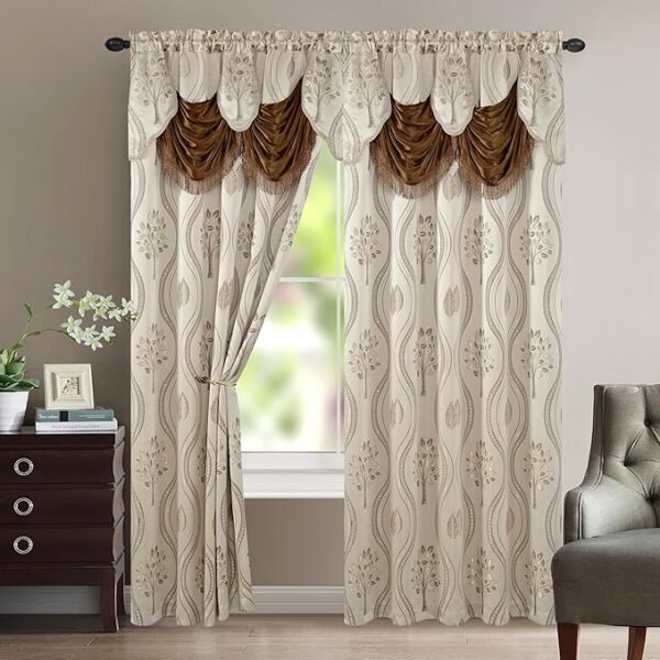Elegant Comfort  Set with Attached Valance and Backing 54" X 84 inch