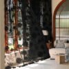 Treatmentex Black Sheer Lace Curtains for Bedroom Living Room Studio 84inch Long Vintage Rose