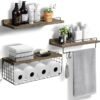 the ZhiYo-Life Bathroom Floating Shelves with Wire Basket