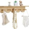 Pinkunn Nursery Floating Shelves with Hooks for Wall Book Shelves Wood