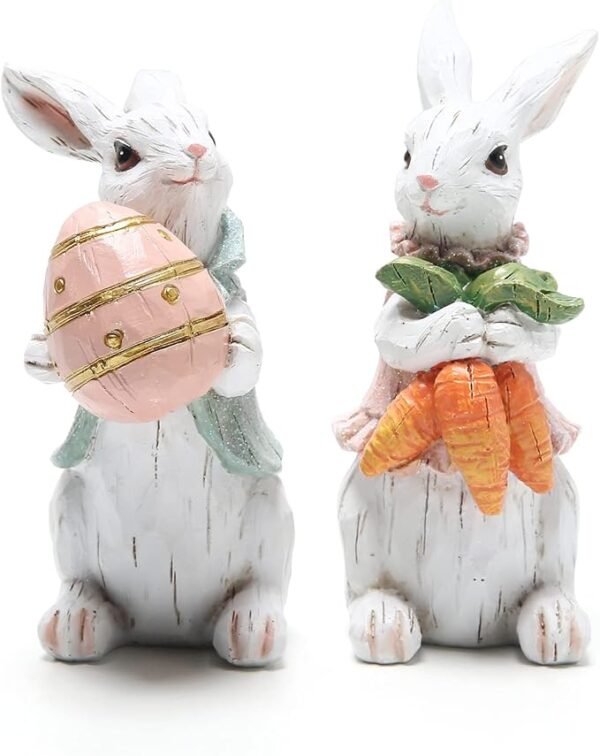 Hodao Easter Bunny Decor Figurines 2pcs