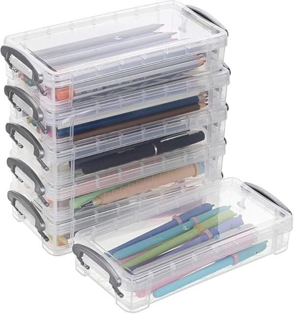 BTSKY Large Capacity Pencil Box (6 Pack Clear)