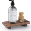 GRID FORTE Wood Pedestal Soap Stand, Farmhouse Wood Riser, Soap Dish Holder