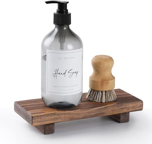 GRID FORTE Wood Pedestal Soap Stand, Farmhouse Wood Riser, Soap Dish Holder