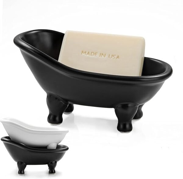 dodococa 1piece 5.6" Black Ceramic Mini Bathtub Soap