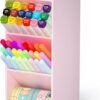 Asten Large Capacity Pen Storage Organizer with 5 Compartment (Pink, 1 Pack)
