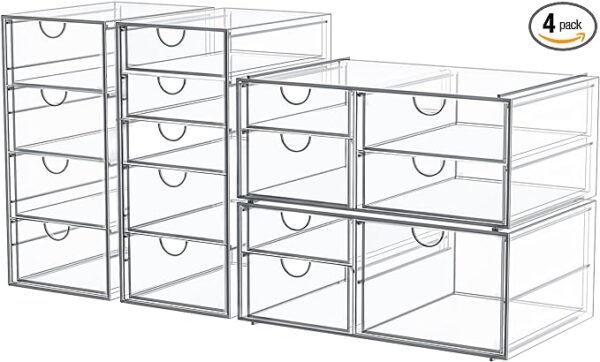 Caktraie Makeup Organizer With 16 Drawers, 4 Pcs