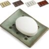 Cormomu Soap Dish for Shower, Ceramic Soap Holder with Self Drain