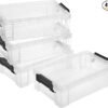 BTSKY 4 Pack Large Capacity Plastic Pencil Box (Black)
