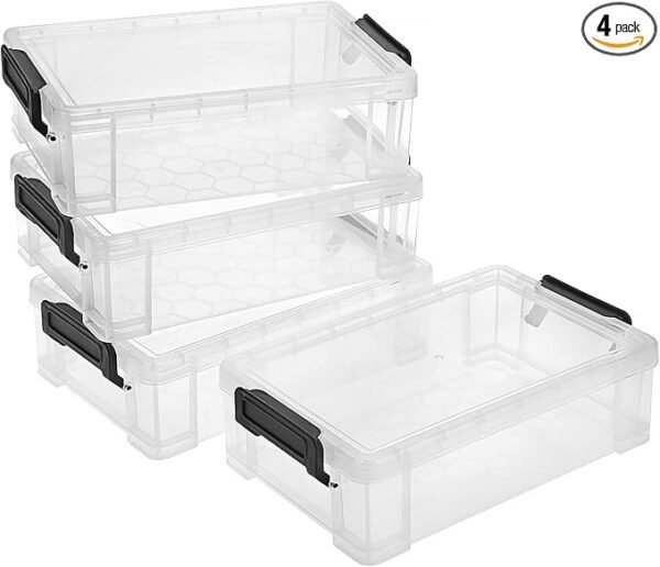 BTSKY 4 Pack Large Capacity Plastic Pencil Box (Black)