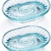 MDLUU   Glass Soap Dish, Embossed Bar Soap Holder, Decorative Soap Saver Tray