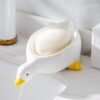 Fewile 1 Pack Duck Ceramic Soap Dishes,Soap Holder with Drain