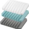 EOYCPM 3PCS Self Draining Soap Holder, Premium Silicone Soap Dish