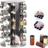 EBIZ&TECH 20-Jar Stainless Steel Rotating Spice Rack with Non-Slip Base