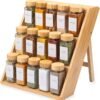 Oh So Kitch Bamboo Spice Rack Organizer For Kitchen Countertop & Drawer