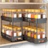 DABIGE 2 Packs Pull Out Spice Rack Organizer for Cabinet, Slide Out Spice Racks Organizer